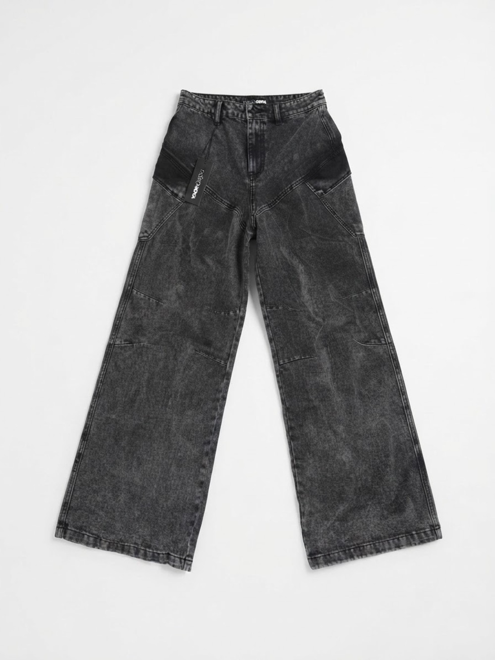 Fashion Nova Black Wash Boyfriend Wide-Leg Jeans